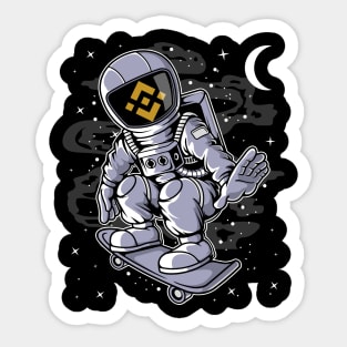 Astronaut Skate Binance BNB Coin To The Moon Crypto Token Cryptocurrency Blockchain Wallet Birthday Gift For Men Women Kids Sticker